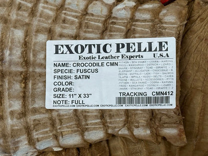 Tan Genuine Crocodile Belly Tail Hide Leather Skin real alligator Stained 412