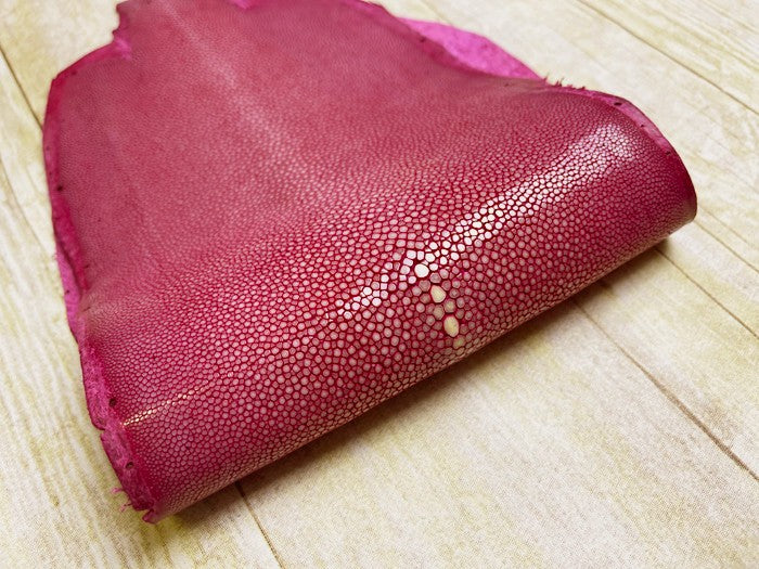 Wine Genuine Polished Sanded Stingray Hide Skin Sting Ray Leather Shagreen 864