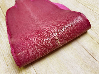 Wine Genuine Polished Sanded Stingray Hide Skin Sting Ray Leather Shagreen 864