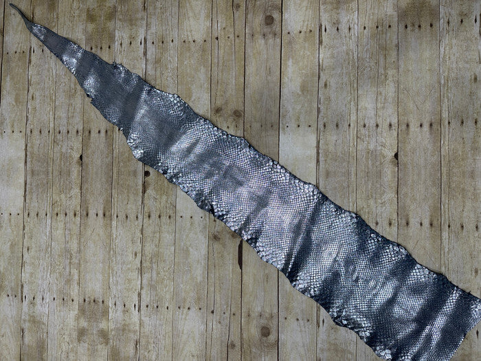 Silver on Blue Metallic Genuine Anaconda Leather 156 product photo 4