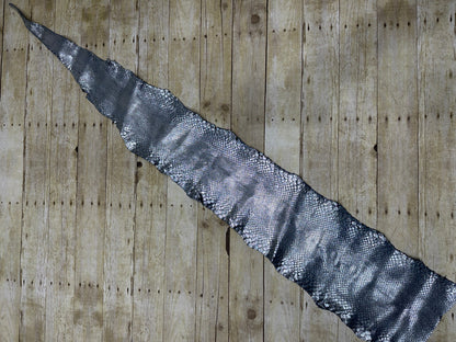 Silver on Blue Metallic Genuine Anaconda Leather 156 product photo 4