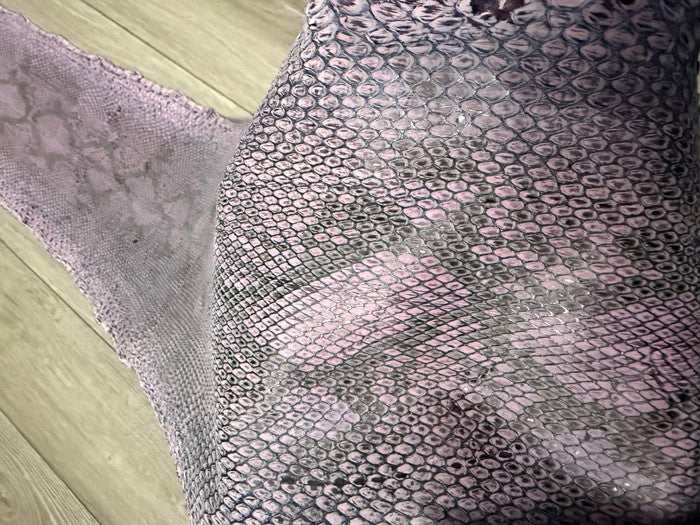 Purple With Natural Pattern Sanded Glossy Genuine Reticulated Python Snake Leather 488 product photo 4