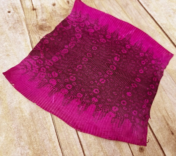 Pink Genuine Ring Lizard Leather Hide Exotic Skin Teju Tegu Iguana real 239