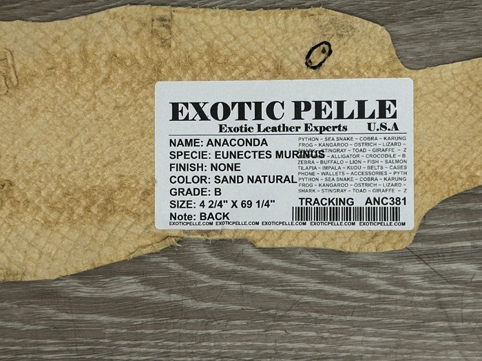 Sand Natural Genuine Anaconda Snake skin Leather hide python real boa rattle 381