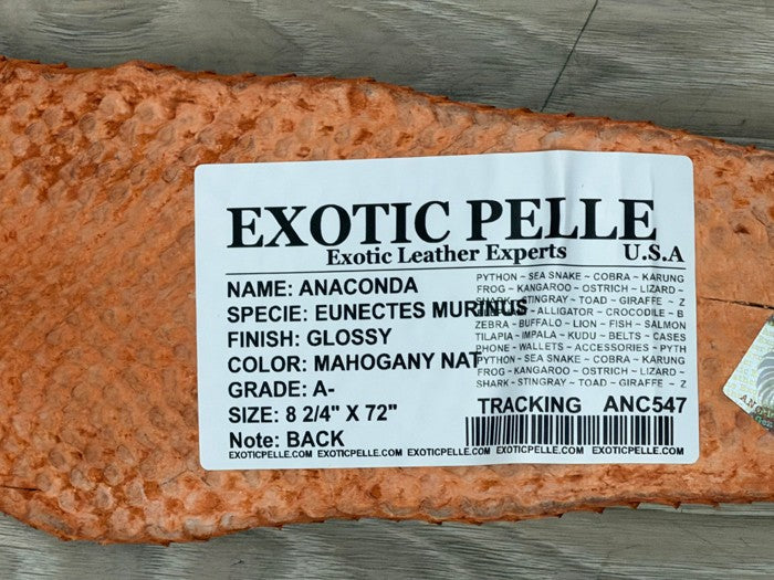 Mahogany Natural Pattern Glossy Genuine Anaconda Snake Leather 547 product photo 6