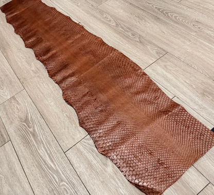 Silver On Brown Metallic Genuine Anaconda Snake Leather 538 product photo 1