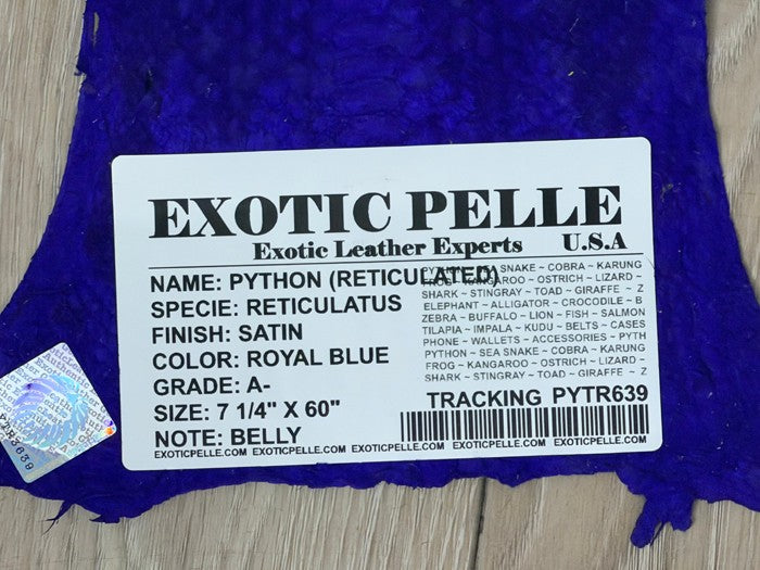 Royal Blue Satin Genuine Python Leather PYTR639 product photo 5