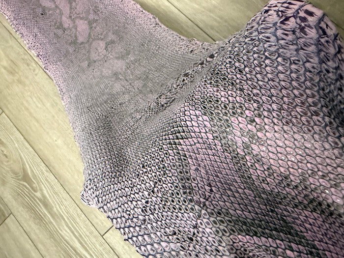 Purple With Natural Pattern Sanded Glossy Genuine Reticulated Python Snake Leather 488 product photo 3