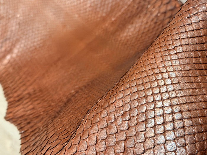 Silver On Brown Metallic Genuine Anaconda Snake Leather 538 product photo 7