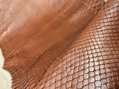Silver On Brown Metallic Genuine Anaconda Snake Leather 538 product photo 7