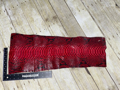 Red Piece Genuine Python Snakeskin Leather real hide snake skin Rattle Boa 132