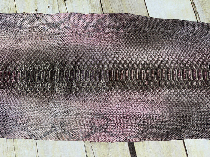 Tie-dye Rose with Silver Python Nubuck Genuine Leather real hide snake skin 243