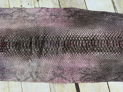 Tie-dye Rose with Silver Python Nubuck Genuine Leather real hide snake skin 243