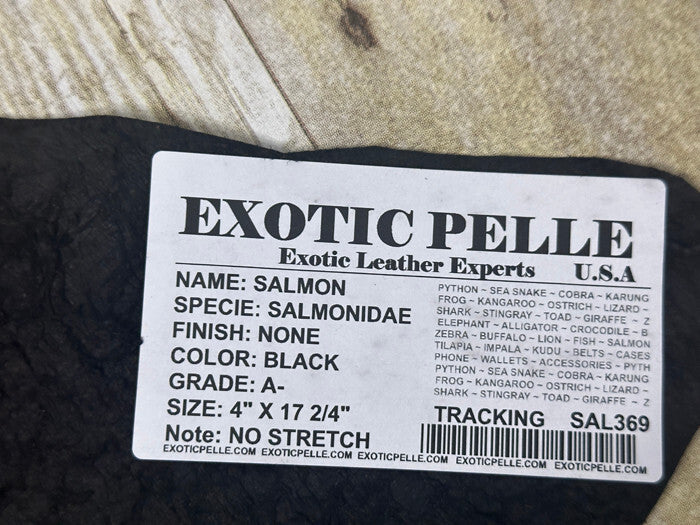 Black Genuine Salmon Leather Hide Real Exotic Fish Skin King Sockeye tilapia 369