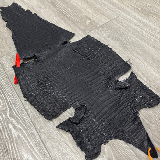 Dark Grey Caiman Crocodile belly Hide Leather Skin real alligator gray Croc 379