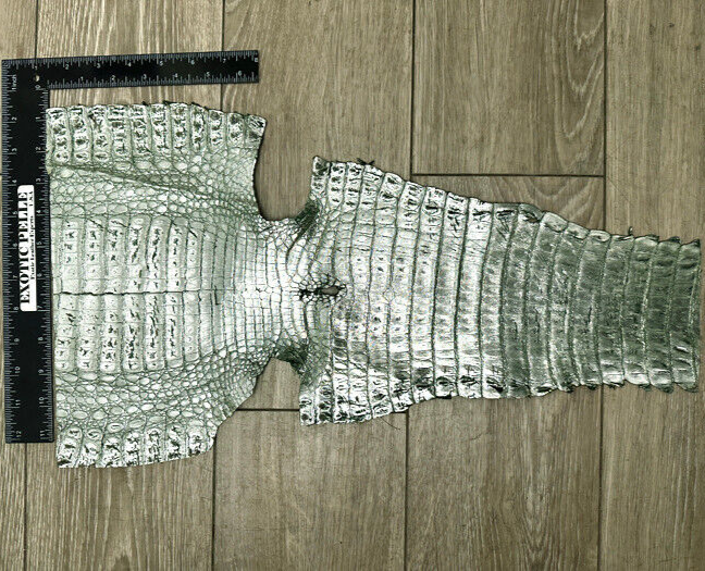 Green Metallic Genuine Caiman Crocodile Belly Hide Leather Skin Alligator 512