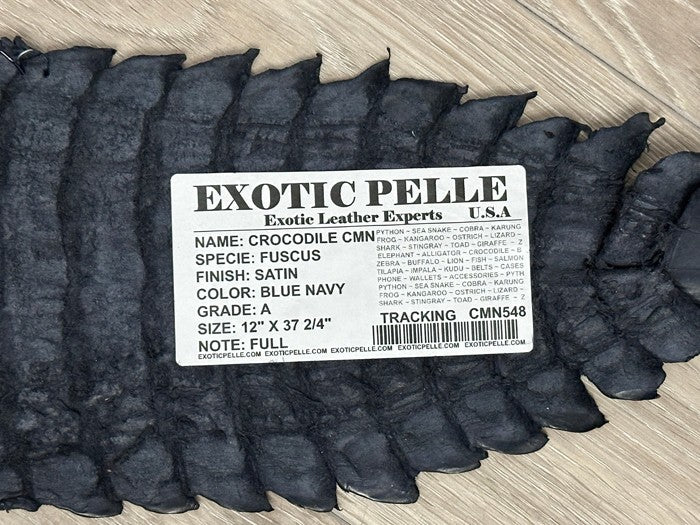 Blue Navy Genuine Caiman Crocodile belly Hide Leather Skin Gator Croc 548