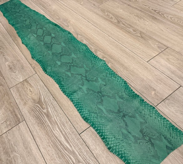 Green Natural Pattern Matte Genuine Reticulated Python Snake Leather 531 product photo 1