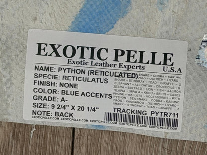 Genuine Reticulated Python Leather Natural With Blue Highlights, product photo 4
