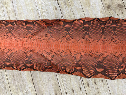Orange Big Genuine Python Snakeskin Leather real hide snake skin rattle 213