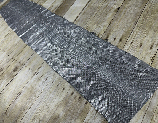 Silver on Grey Genuine Python Remnant Snakeskin Leather real hide snake skin 242