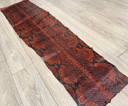 XXL Mahogany Natural Pattern Glossy Rustic Genuine Reticulated Python Snake Leather 628 product photo 1