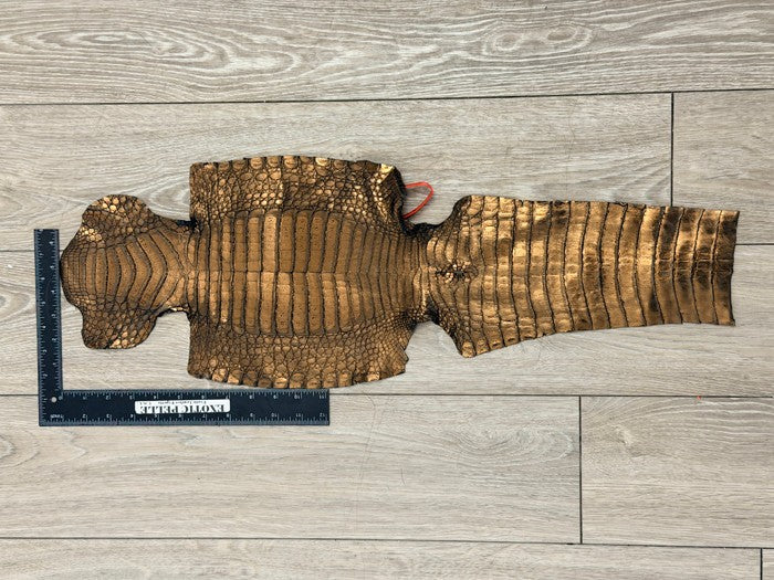 Copper On Black Metallic Genuine Caiman Crocodile Leather 447 product photo 2