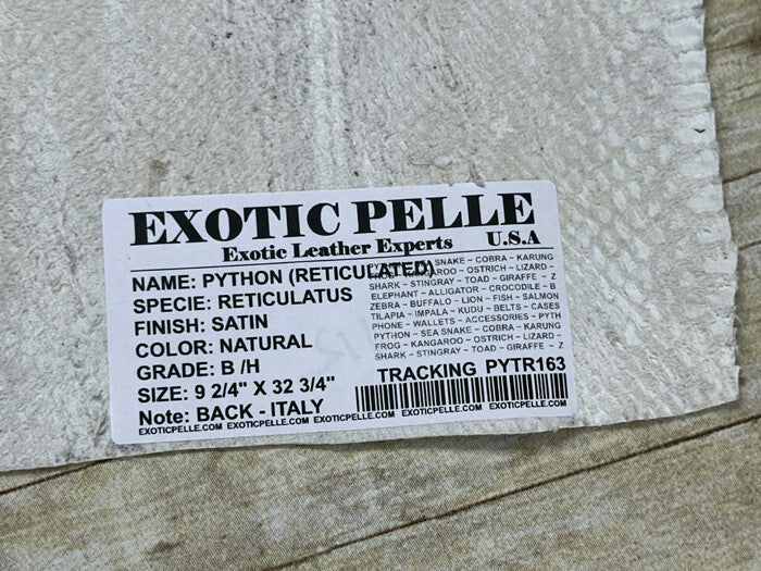 Natural Genuine Python Italian Snakeskin Leather real hide snake skin Rattle 163