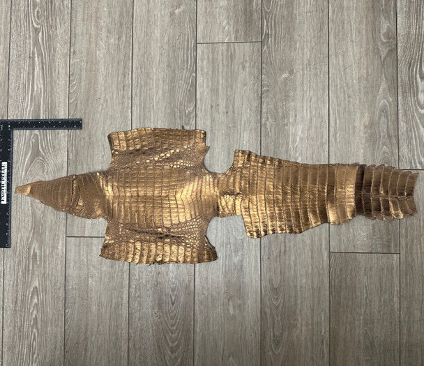 Bronze Metallic Genuine Caiman Crocodile Belly Hide Leather Skin Alligator 512