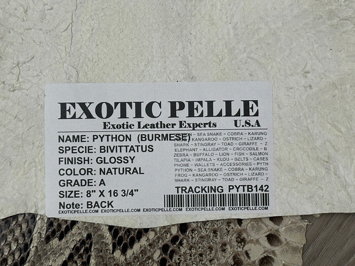 Natural Burmese Python Genuine Snake Leather real hide snake skin Rattle boa 142