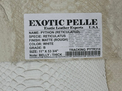 White Big Python Genuine Snakeskin Leather real hide snake skin Jumbo Rattle 314