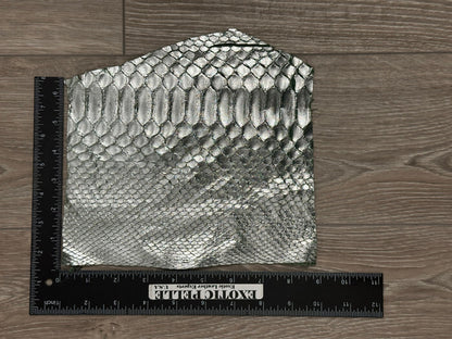 Silver on Green Genuine Python Remnant piece Leather real hide snake skin 286