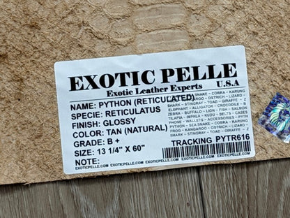 Tan Natural Pattern Glossy Genuine Python Leather PYTR616 product photo 6