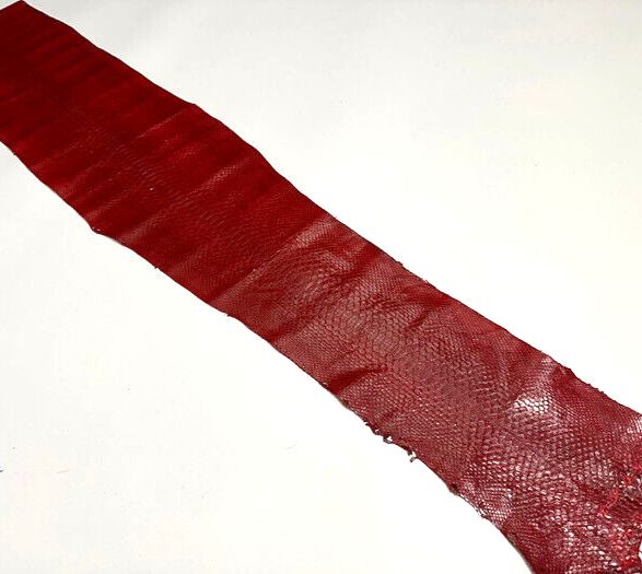Red Glossy Genuine Python Snakeskin Leather real hide snake skin Rattle Boa 483