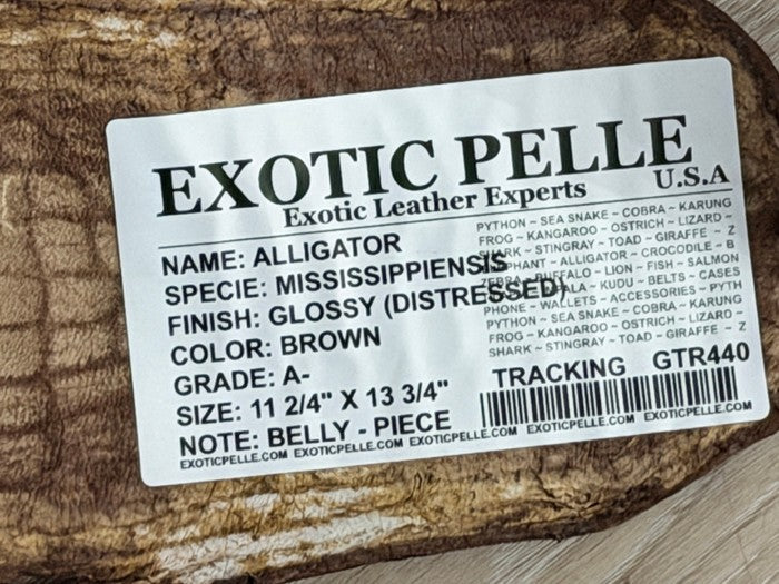 Brown Glossy Distressed Genuine Alligator Leather 440 product photo 5