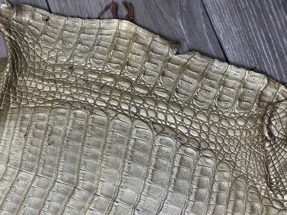 Gold Satin Genuine Caiman Crocodile Leather CMN495 product photo 7