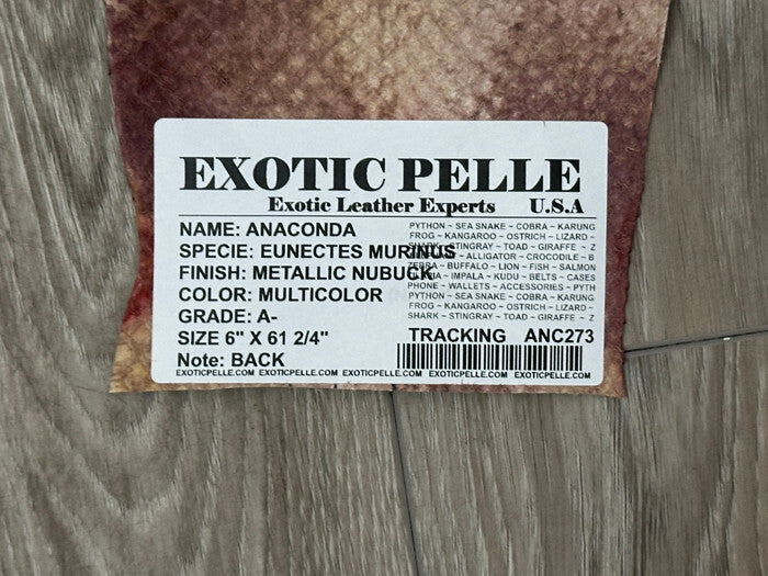 Multicolor Genuine Anaconda Leather real hide snake skin python boa rattle 273