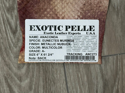 Multicolor Genuine Anaconda Leather real hide snake skin python boa rattle 273