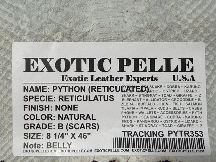 Natural Genuine Python Snakeskin Leather real hide snake skin Rattle Boa 353