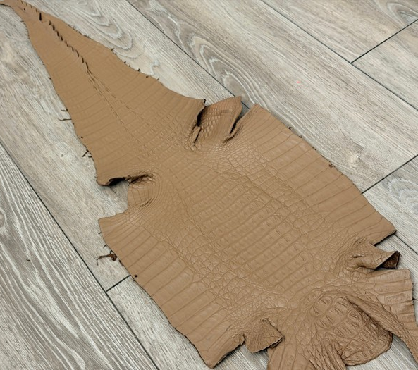 Brown , Mocha Matte Genuine Crocodile Caiman Leather product photo 1