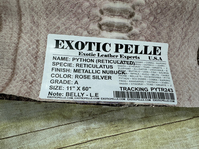 Tie-dye Rose with Silver Python Nubuck Genuine Leather real hide snake skin 243