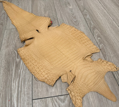 Tan Satin Genuine Caiman Crocodile Leather CMN670 product photo 1