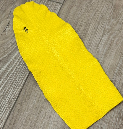 Yellow Painted Satin Genuine Beaver Tail Leather 152 product photo 1