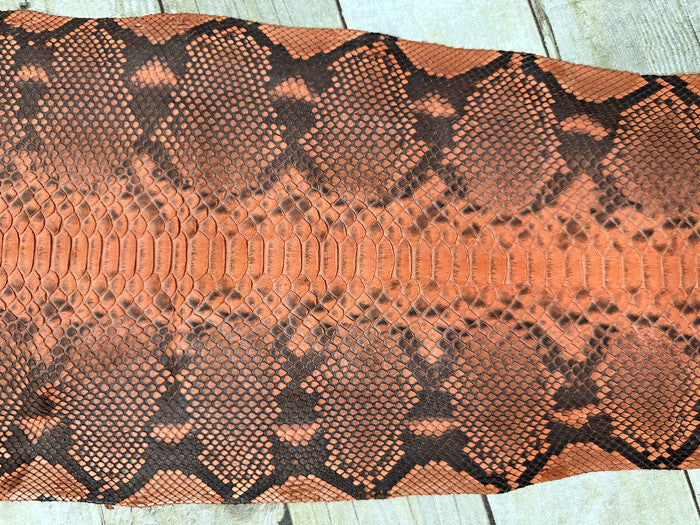 Orange Big Genuine Python Snakeskin Leather real hide snake skin rattle 213