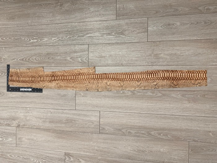 Tan Brown Center Natural Pattern Satin Genuine Reticulated Python Snake Leather Belly 485 product photo 2