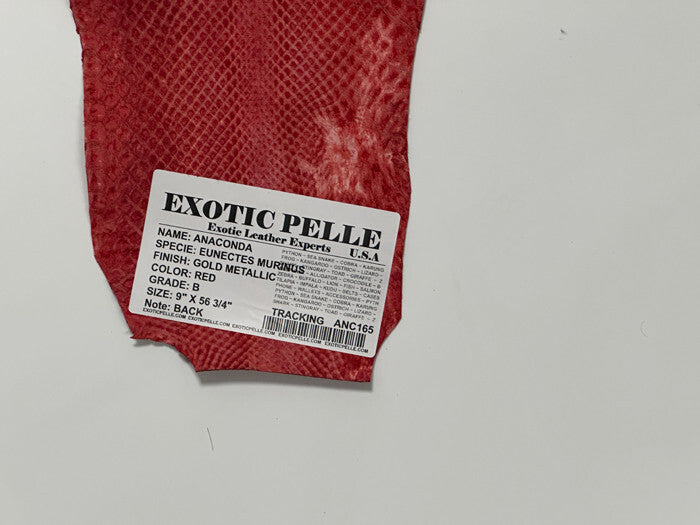 Red Gold Genuine Anaconda Snakeskin Leather real hide snake skin python boa 165