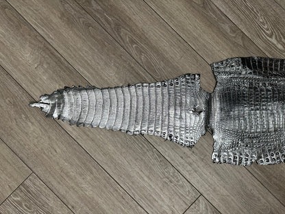 Silver Metallic Genuine Caiman Crocodile Belly Hide Leather Skin Alligator 460