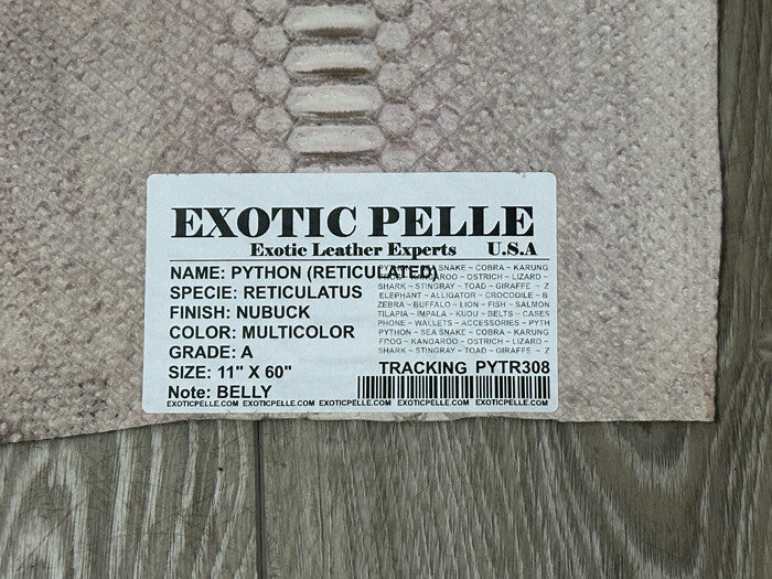 Big Multicolor Python Suede Nubuck Genuine Leather real hide snake skin 308