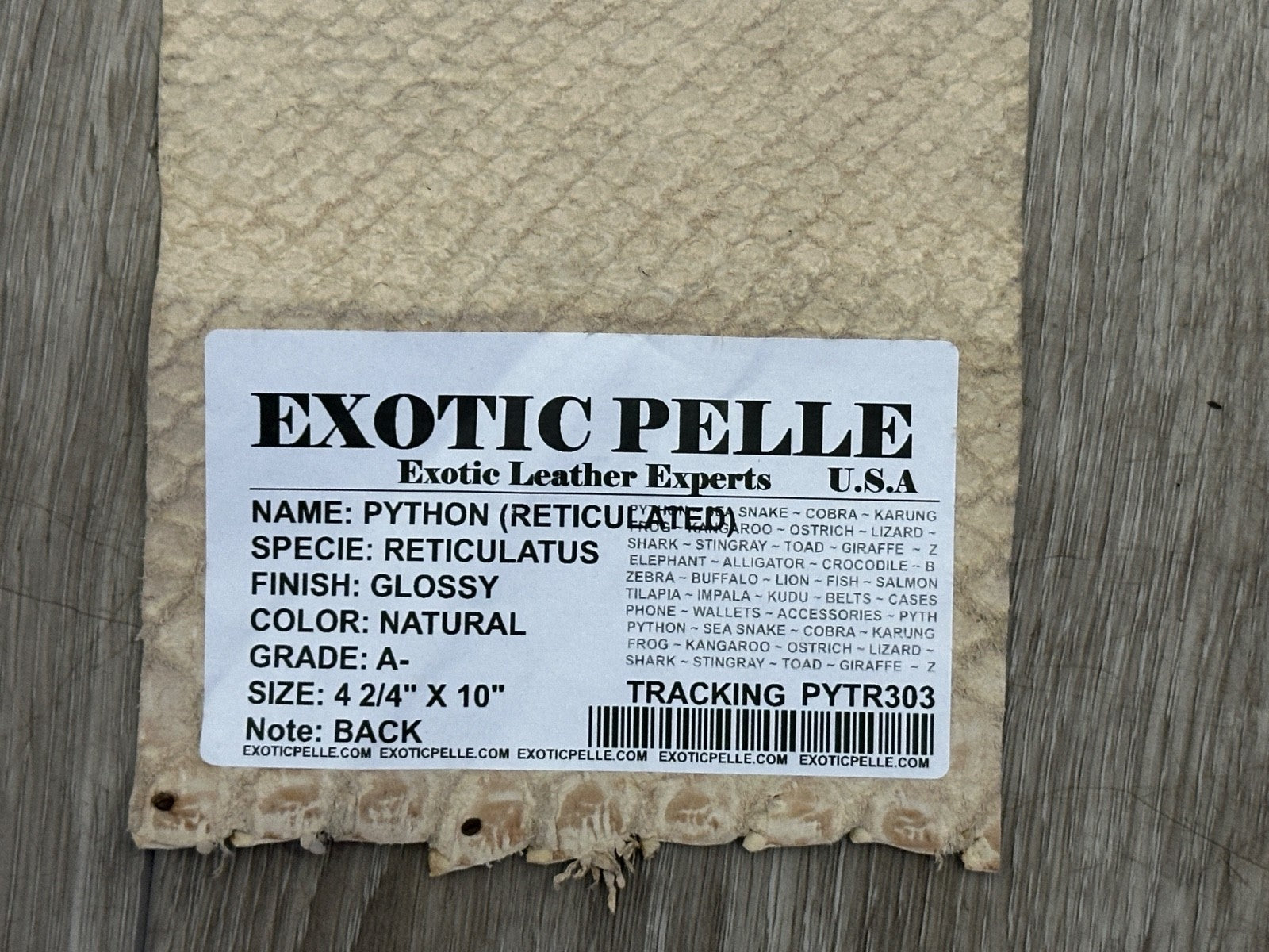 Natural Genuine Python Snakeskin Leather real hide snake skin remnant Rattle 303