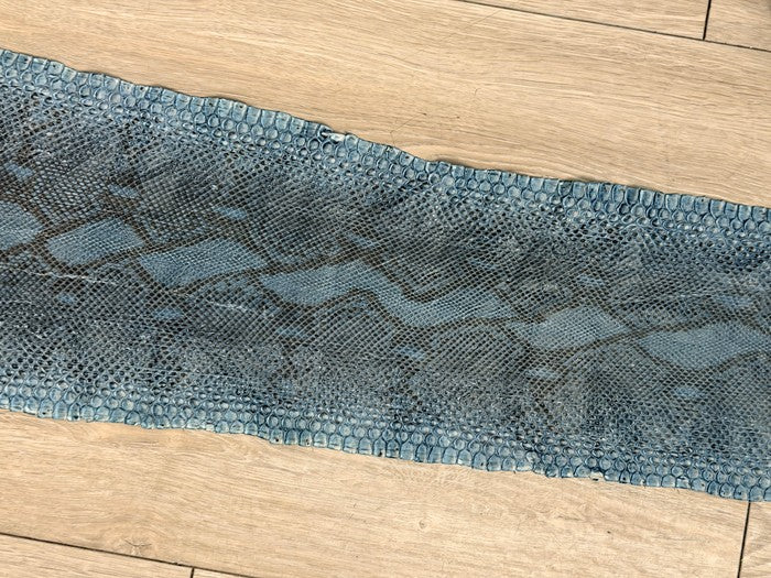 Denim Blue Natural Pattern Sanded Gloss Genuine Python Leather product photo 5